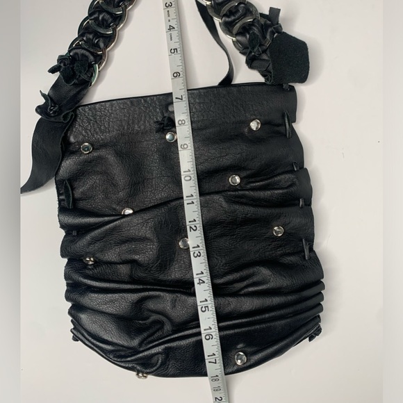 DAVID GALEN WOMENS SCRUNCHED LEATHER SHOULDER BAG PURSE WITH BLING - Picture 10 of 14